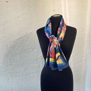 Large Multi-coloured 51” x 49” Silk-twill Scarf/Shawl.